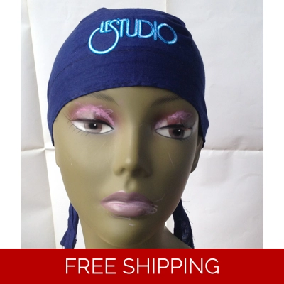 Bandana Hat Navy Blue White & Blue Embroid Front Logo